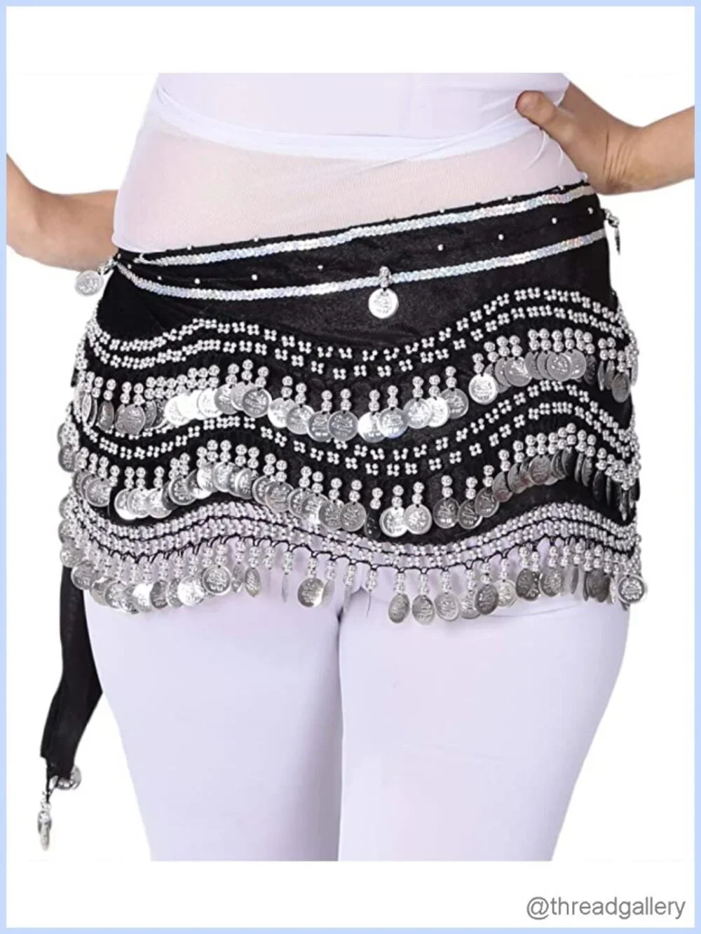 Belly Dance Hip Scarf with Gold Coins, Chiffon Coin Belt, Dance Accessory,